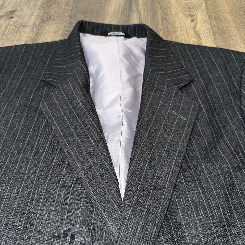 Reed & James Mens 44R Striped Pattern Wool Sport‎ Coat Blazer Gray Old Money